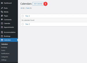 Photograph of adding a new calendar using the WordPress availability calendar plugin.