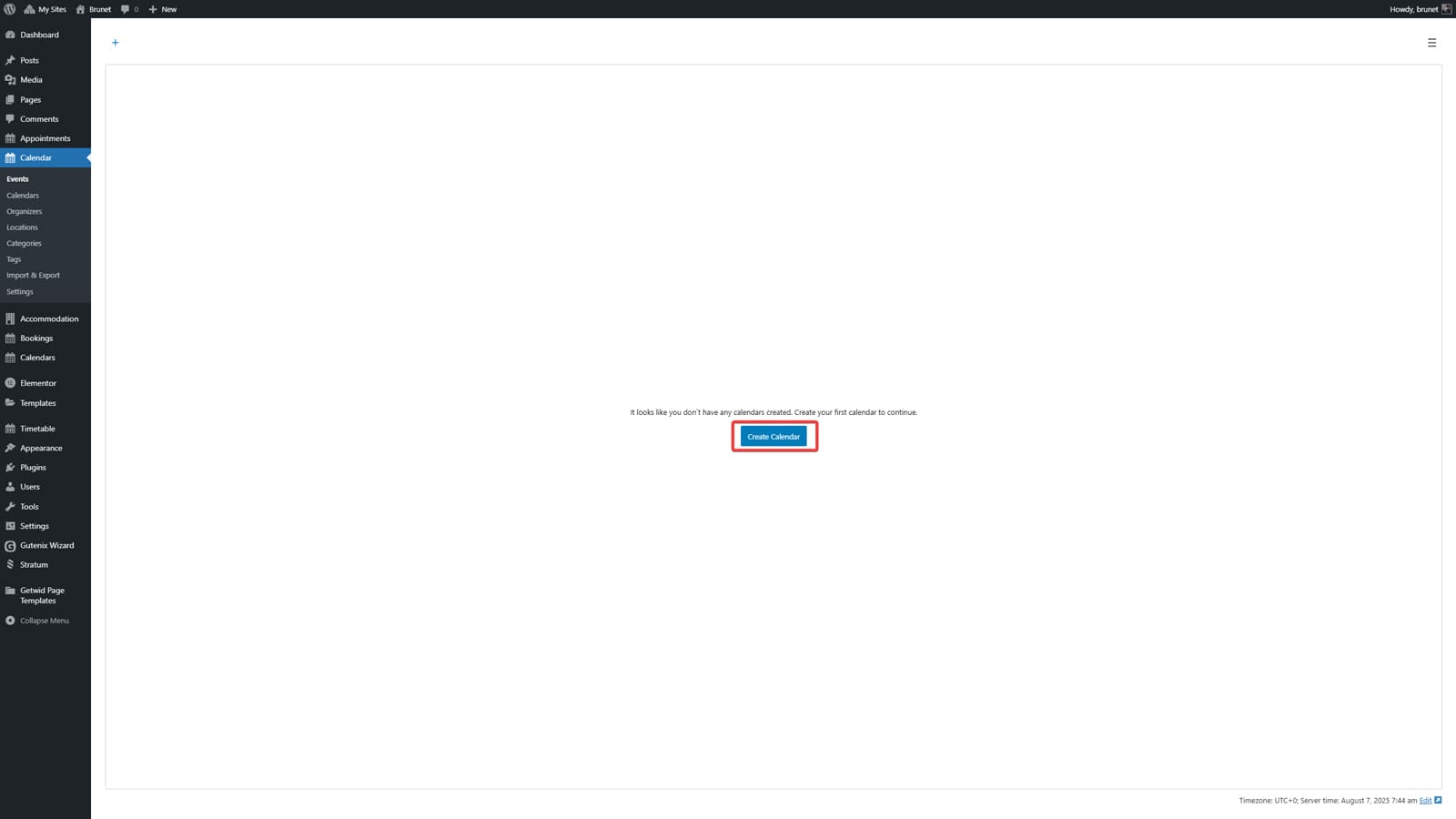 Photograph of creating the calendar using the dashboard of the WordPress event plugin by MotoPress.