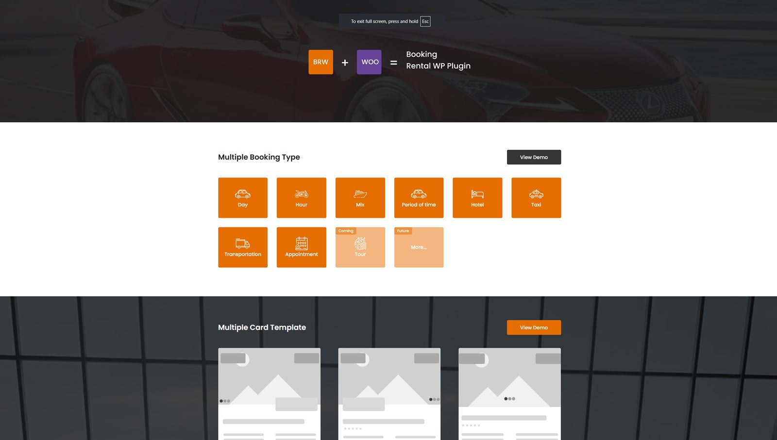 Graphic of BRW, an event rental plugin WordPress solution with an integrated booking calendar.