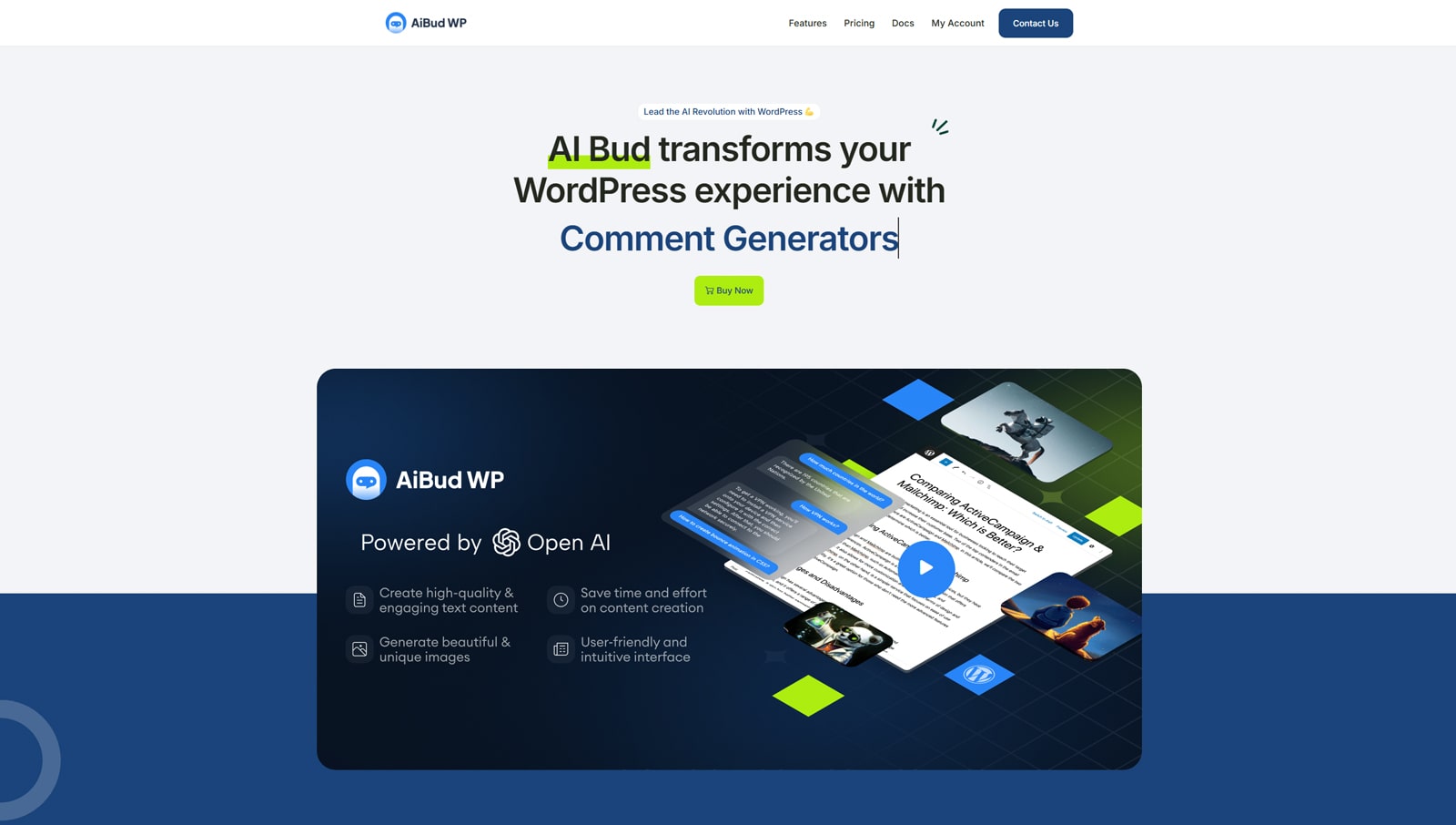 Picture of AI Bud, one of the popular WordPress AI plugin options with multiple supported AI models.