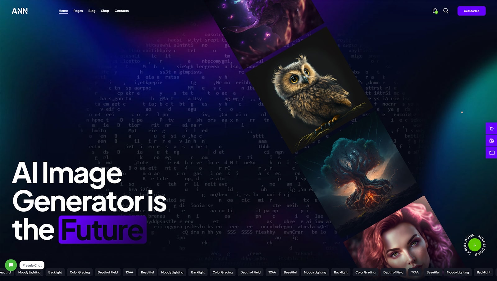 Snapshot of AI Ann, a WordPress theme with 750+ customization options.