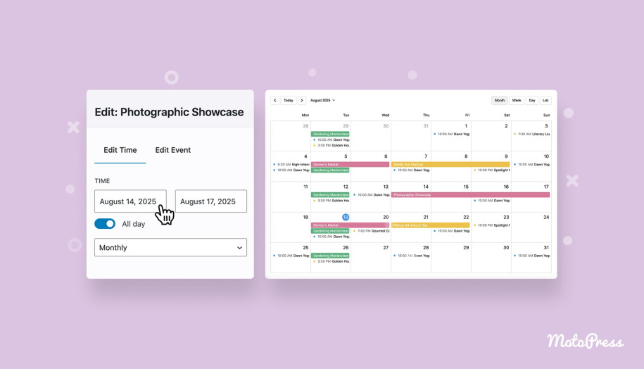 An image featuring multi-day event schedules.