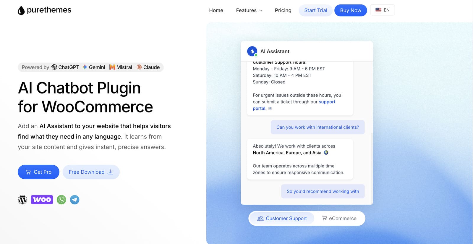 Screenshot of the AI Chat & Search plugin homepage.