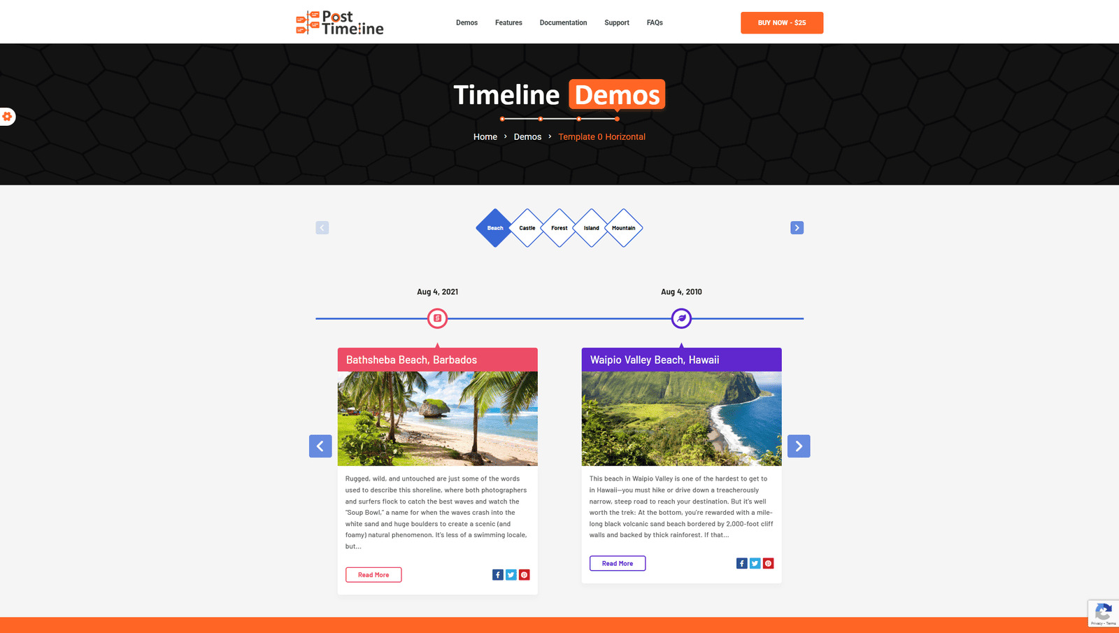Photograph of Post Timeline for WordPress, one of free WordPress timeline plugins with customizable background and fonts.