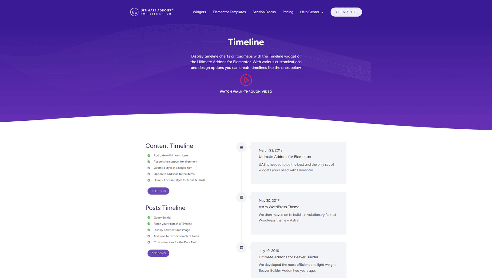 Representation of Ultimate Addons Timeline Widget, perfect for beginners in timeline design with left and right content alignment.