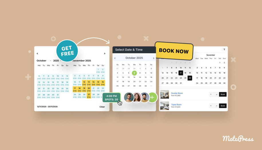 Examples of free booking calendar plugin interfaces.