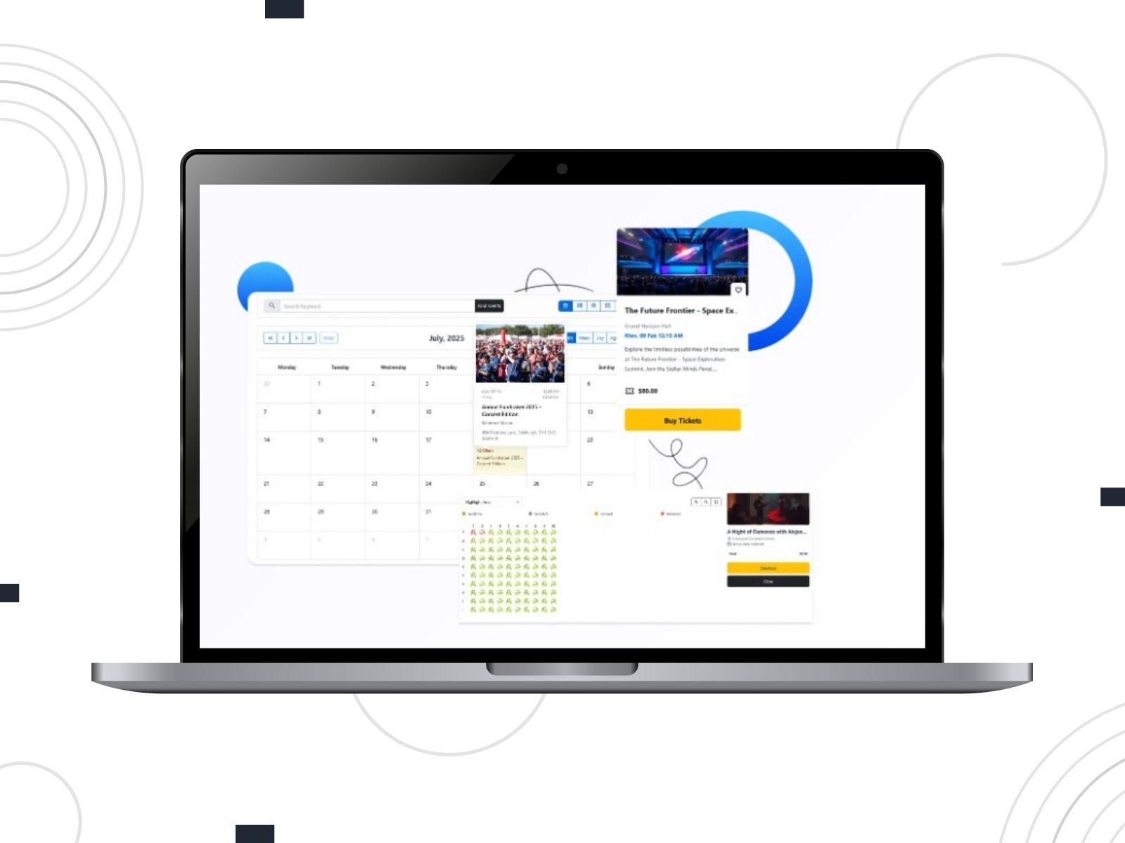 Collage of the EventPrime calendar free WordPress plugin.