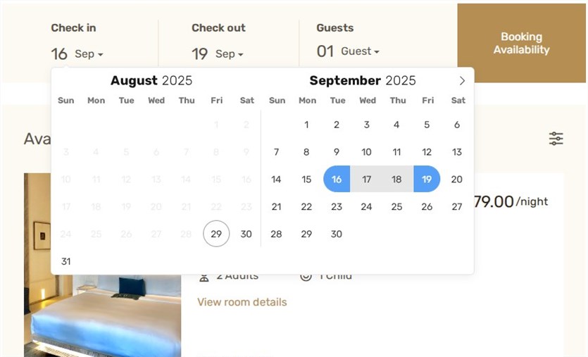 Screenshot of the search form by Tourfic plugin.