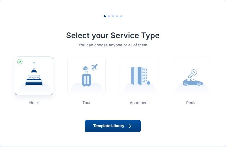 Screenshot of the Tourfic setup wizard.