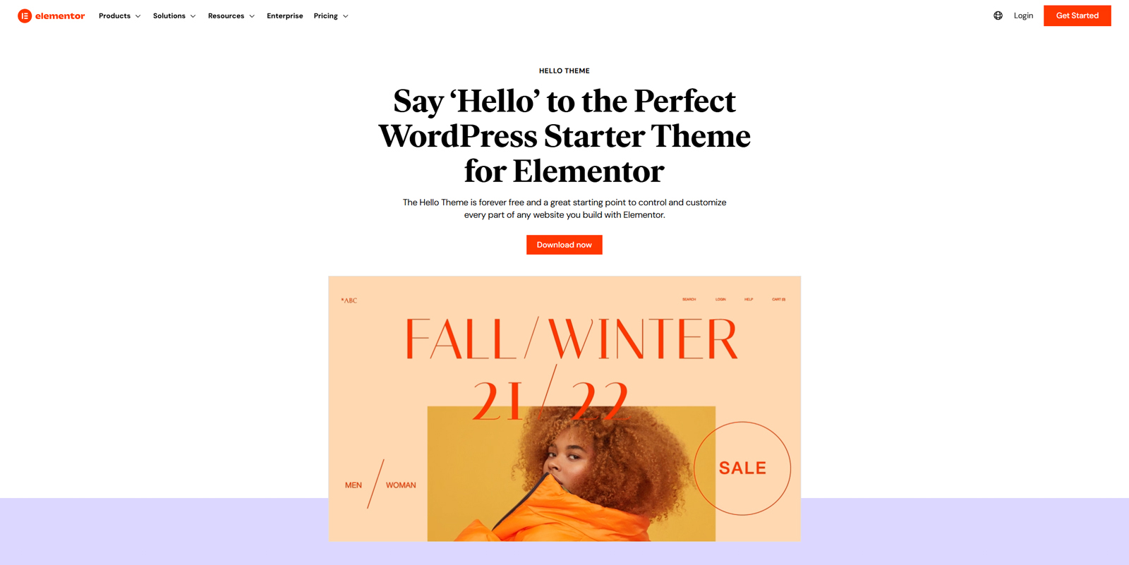 Picture of the Hello Elementor theme used in the comparison of Hello Elementor vs Astra solutions.