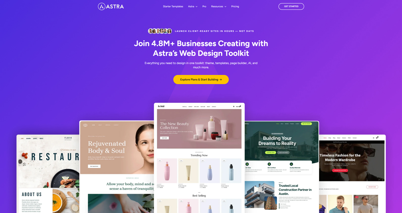 Photo of the Astra theme homepage design.