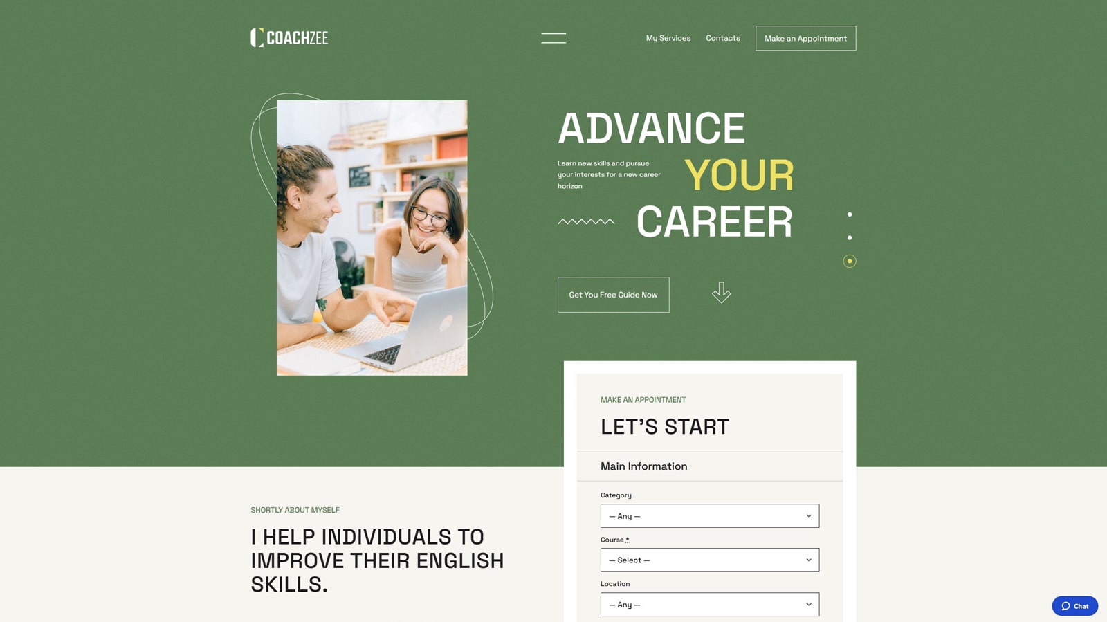 Photo of CoachZee, a flexible and customizable wordpress theme for individual tutors and coaches.