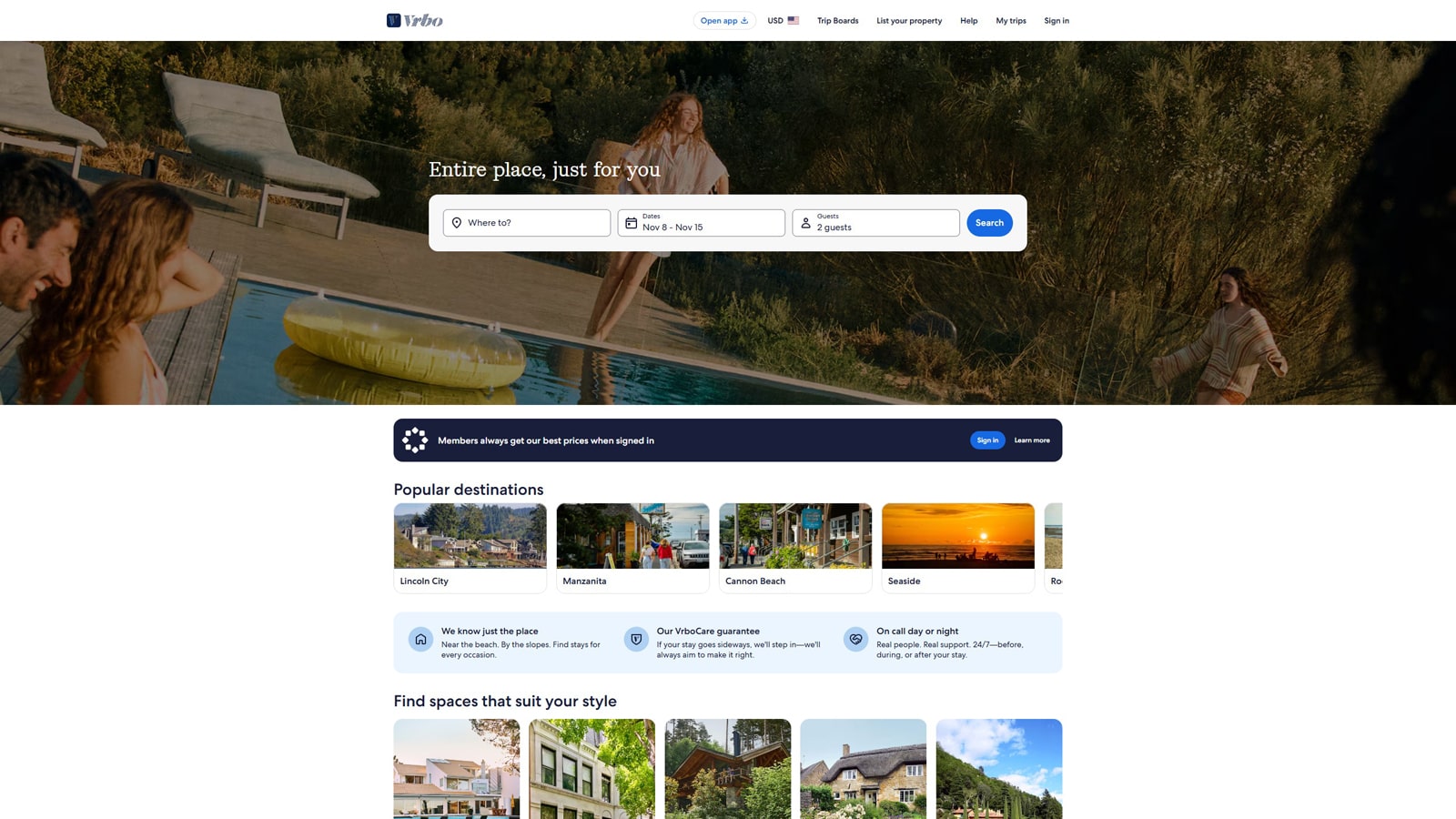 Graphic of Vrbo, a flexible vacation rental booking platform with powerful marketing tools.