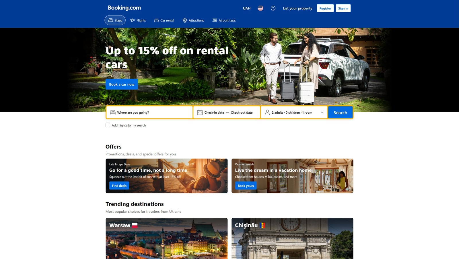 Photograph of Booking.com, one of the best hotel review sites, with flexible review details.
