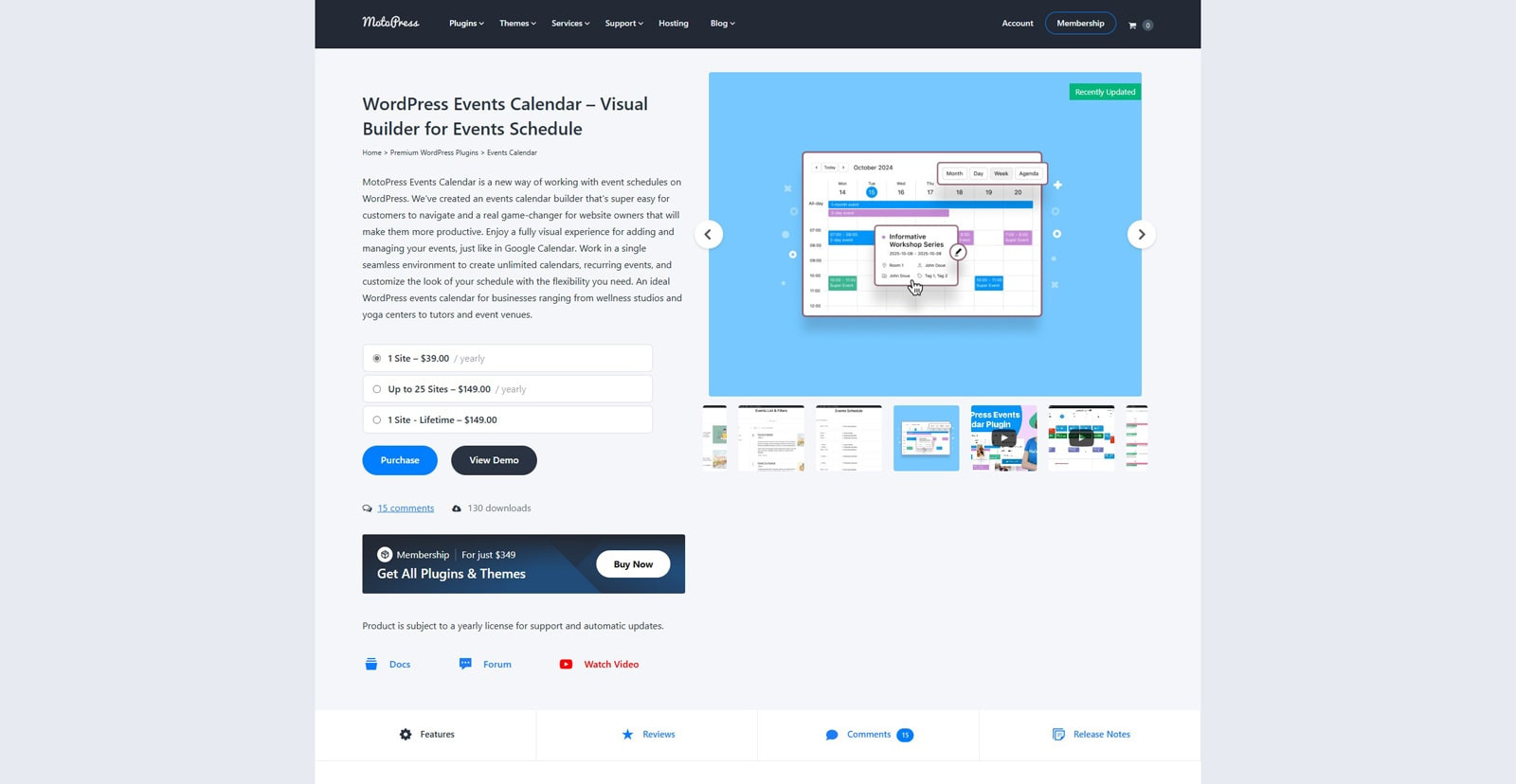 Graphic of Events Calendar by MotoPress, an efficient and feature-rich solution for managing events at school.