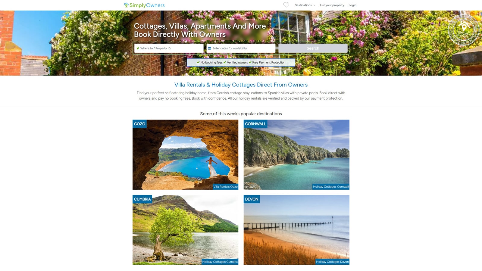 Graphic of Simply Owners, one of the best Airbnb alternatives for hosts with direct contact between guests and homeowners.