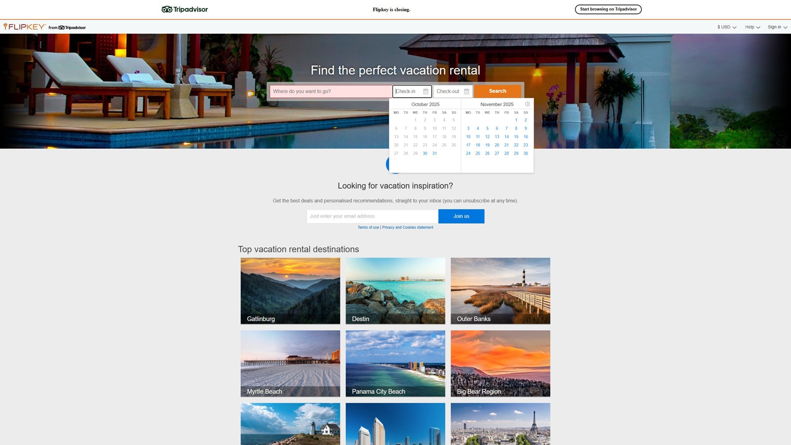 Visual of FlipKey, a property booking online travel agency with pricing management flexibility.