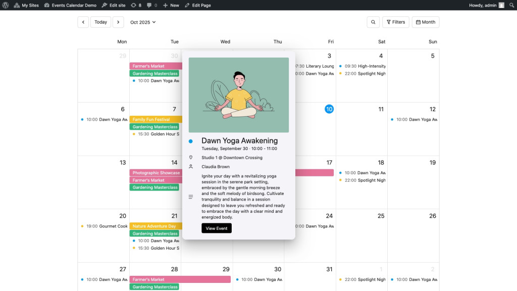 WordPress Events Calendar