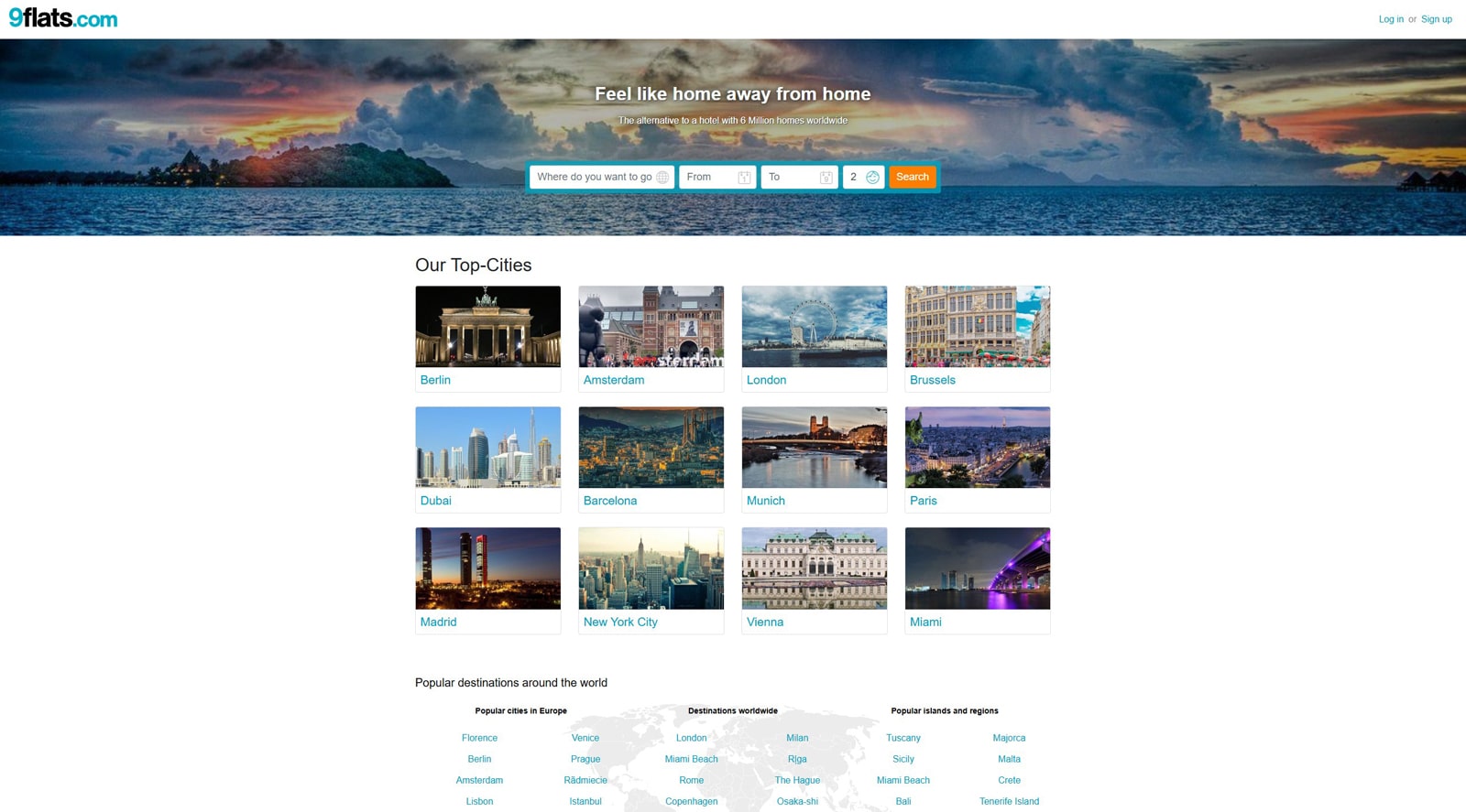 Snapshot of 9flats, an affordable vacation rentals platform with a host-focused fee structure.