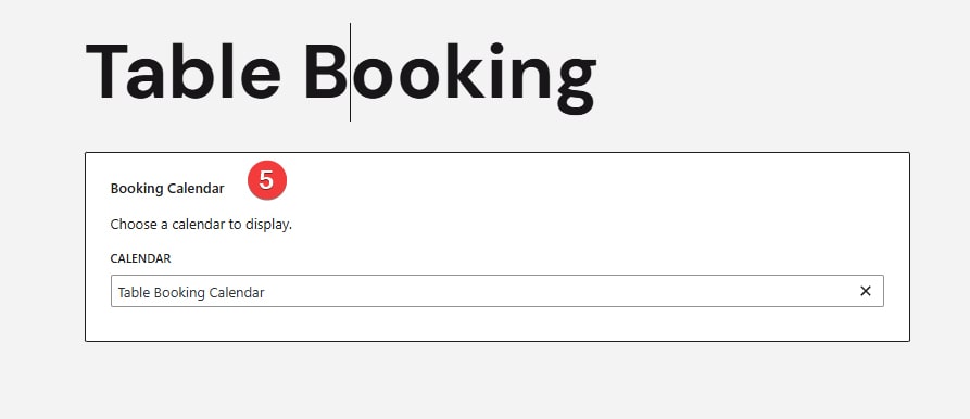 Illustration of editing the page heading and Booking Calendar block.