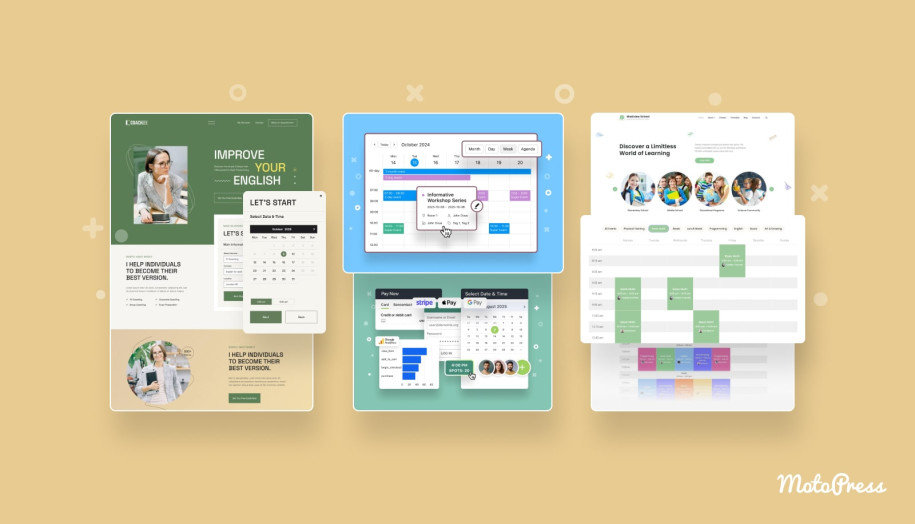 Featured image of plugins and themes used for WordPress school website.