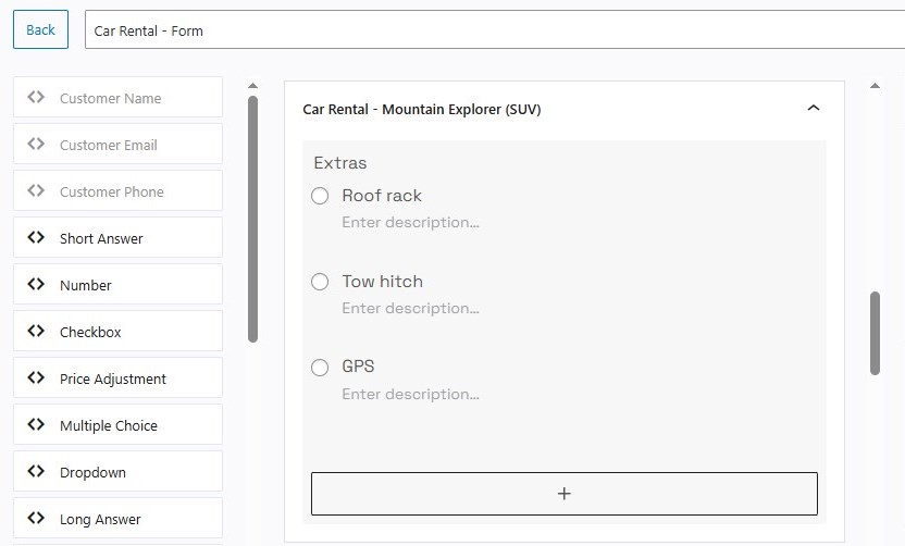 Screenshot of the suv fields.