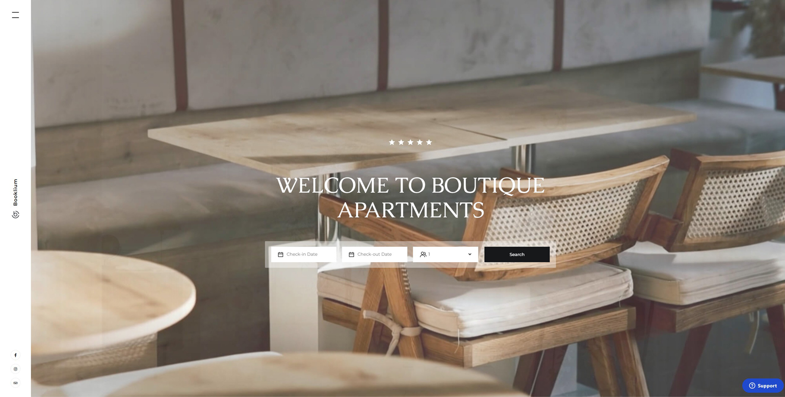 Graphic of Booklium homepage, a flexible theme that boutique hotel owners may use.