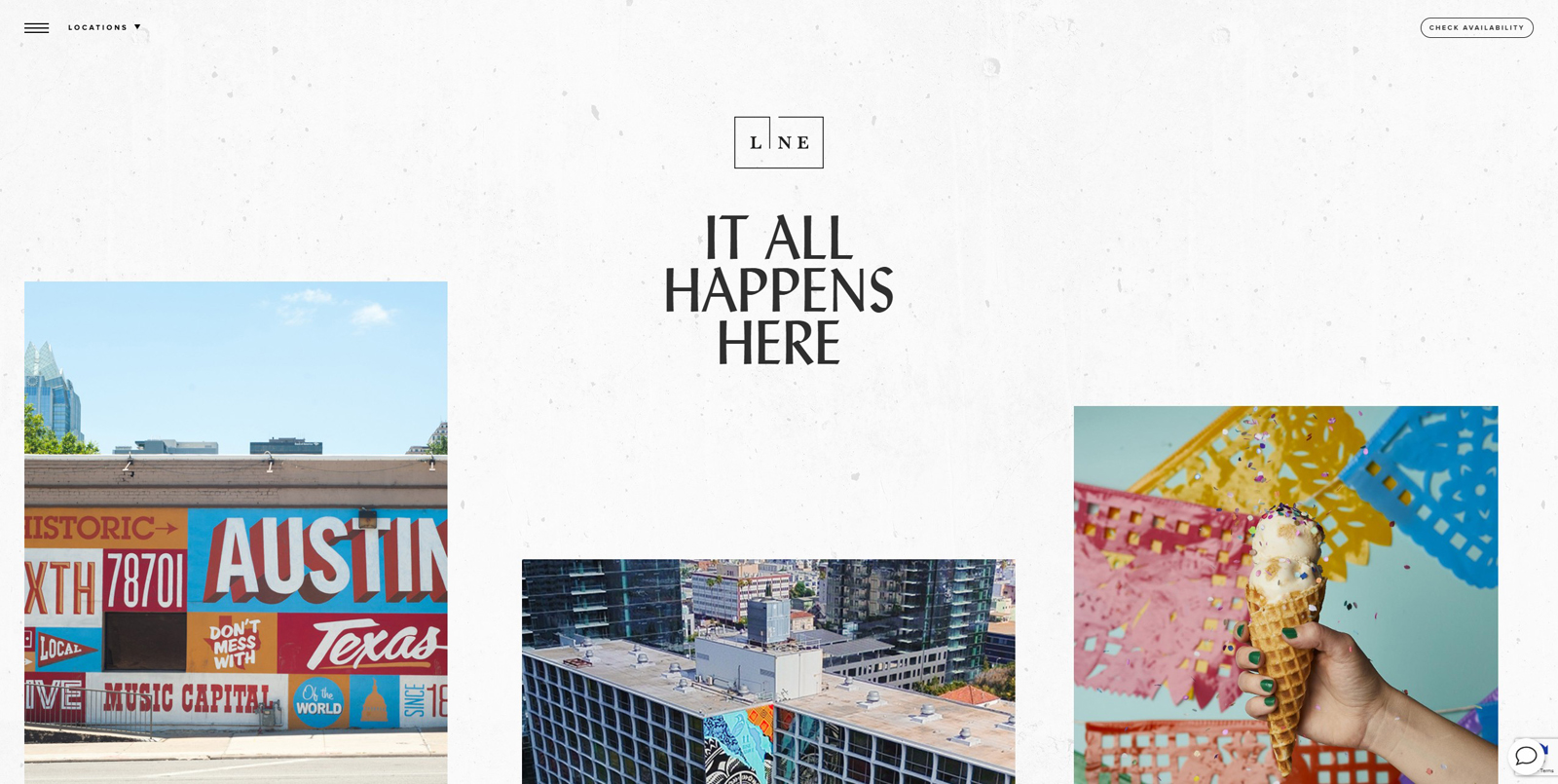 Portrait of The LINE Hotels, boutique hotel website design with a content-oriented homepage.