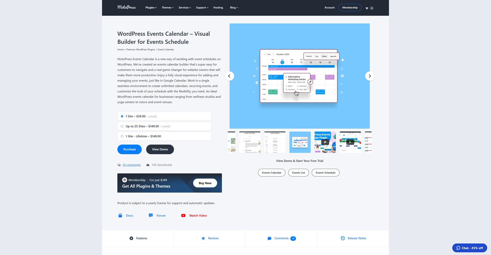 Picture of MotoPress Events Calendar, one of the alternatives to the Events Calendar plugin, with a seamless display for multi-day events.