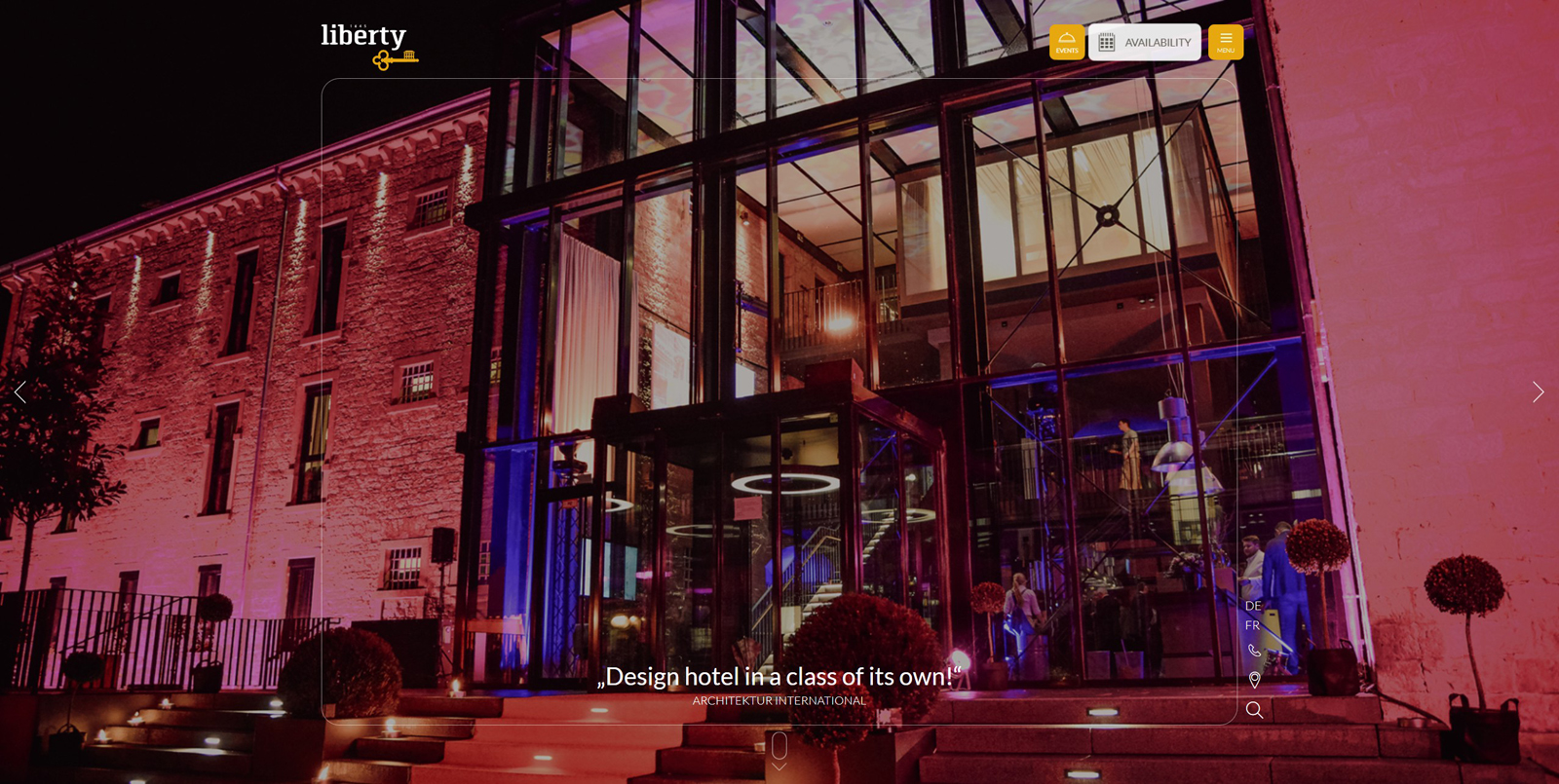Photograph of Hotel Liberty, a contrasting and memorable boutique hotel website with smooth typography.