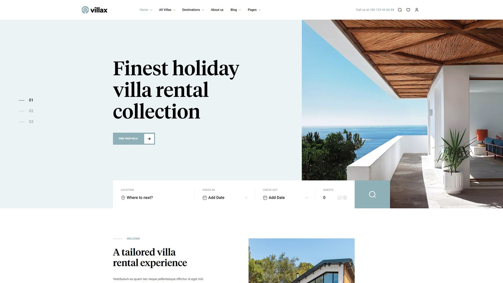 Representation of Villax, a hospitality industry design solution with support for RTL and multiple languages.