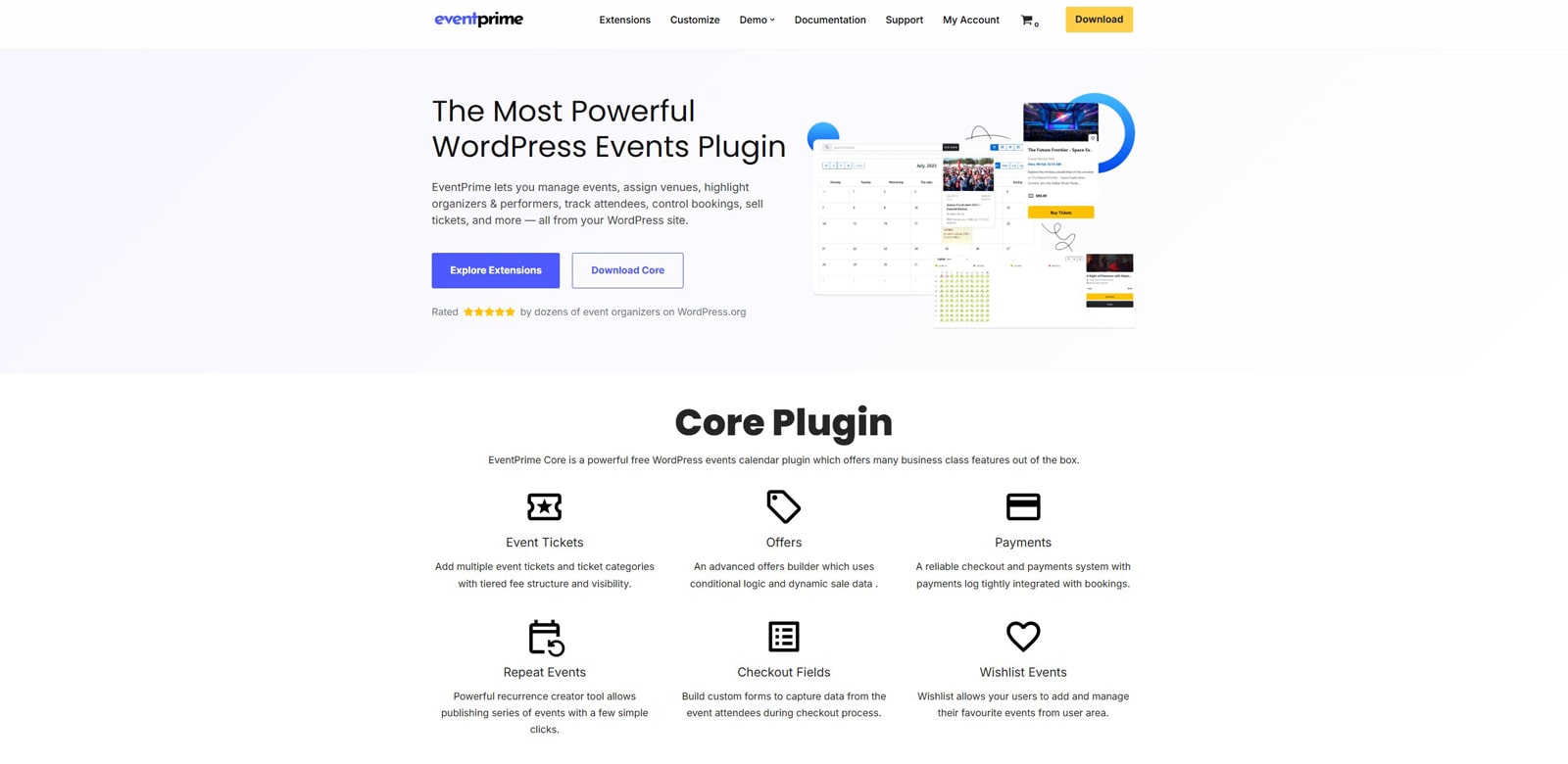 Image of EventPrime, one of the alternatives to the Events Calendar plugin with virtual and online event support.