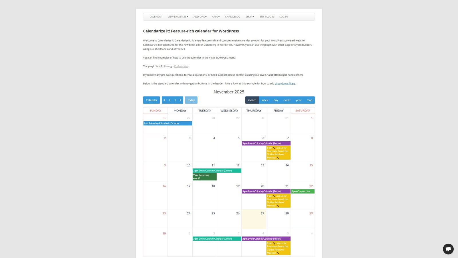 Graphic of Calendarize It!, one of the alternatives to the Events Calendar plugin, with multiple supplied widgets.