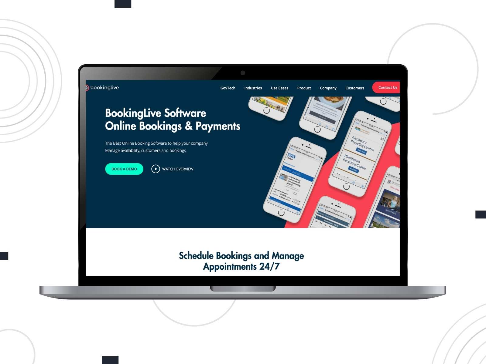 Collage of the BookingLive homepage.