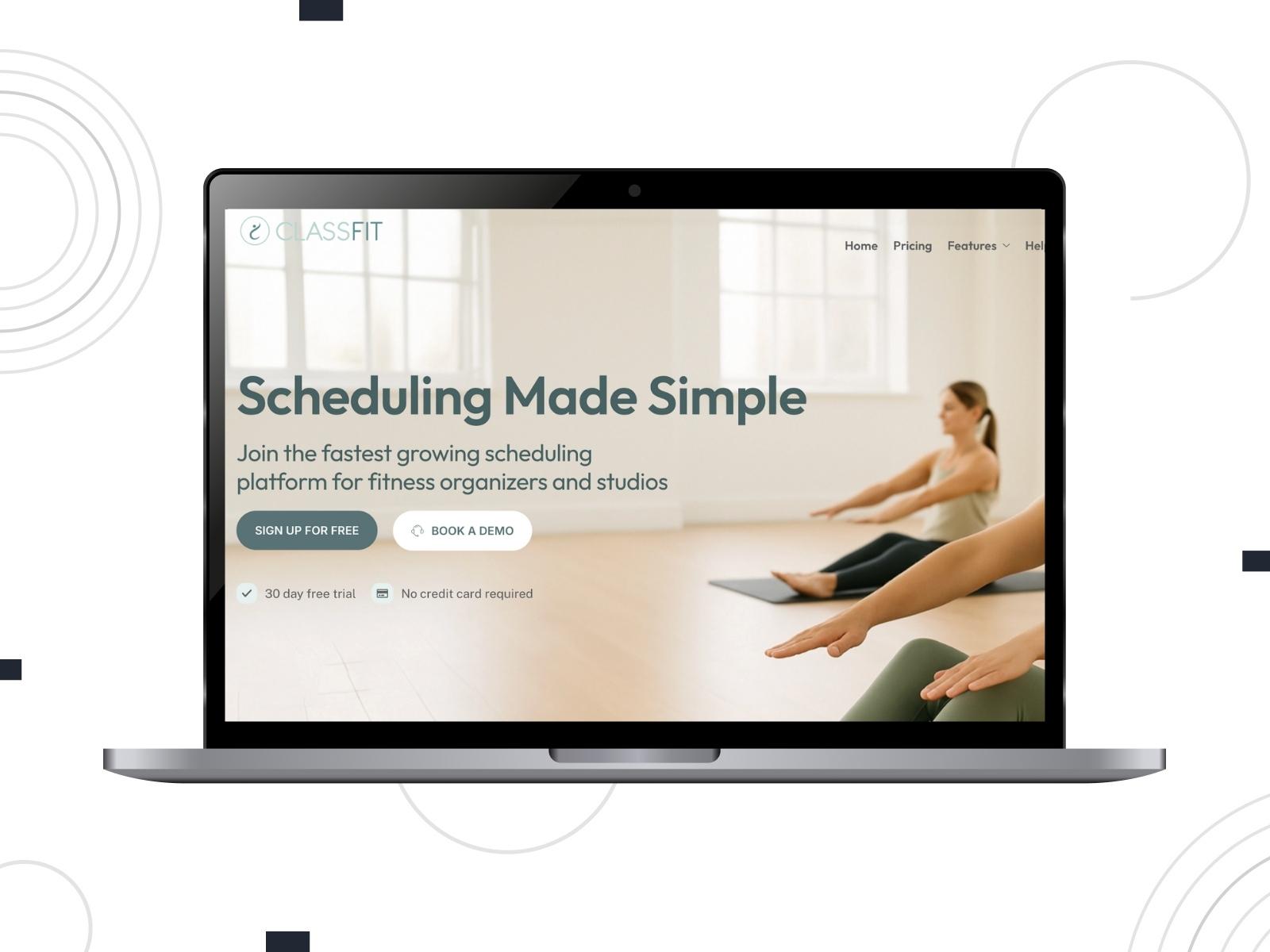 Collage of the ClassFit software on the desktop screen.