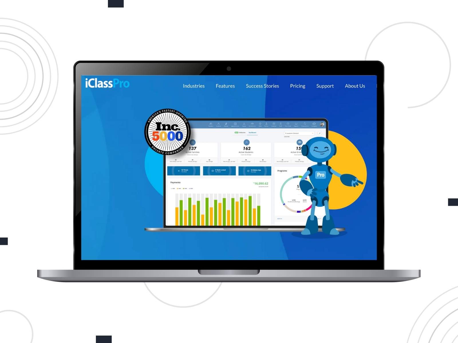 Collage of the iClassPro teaching scheduling software.
