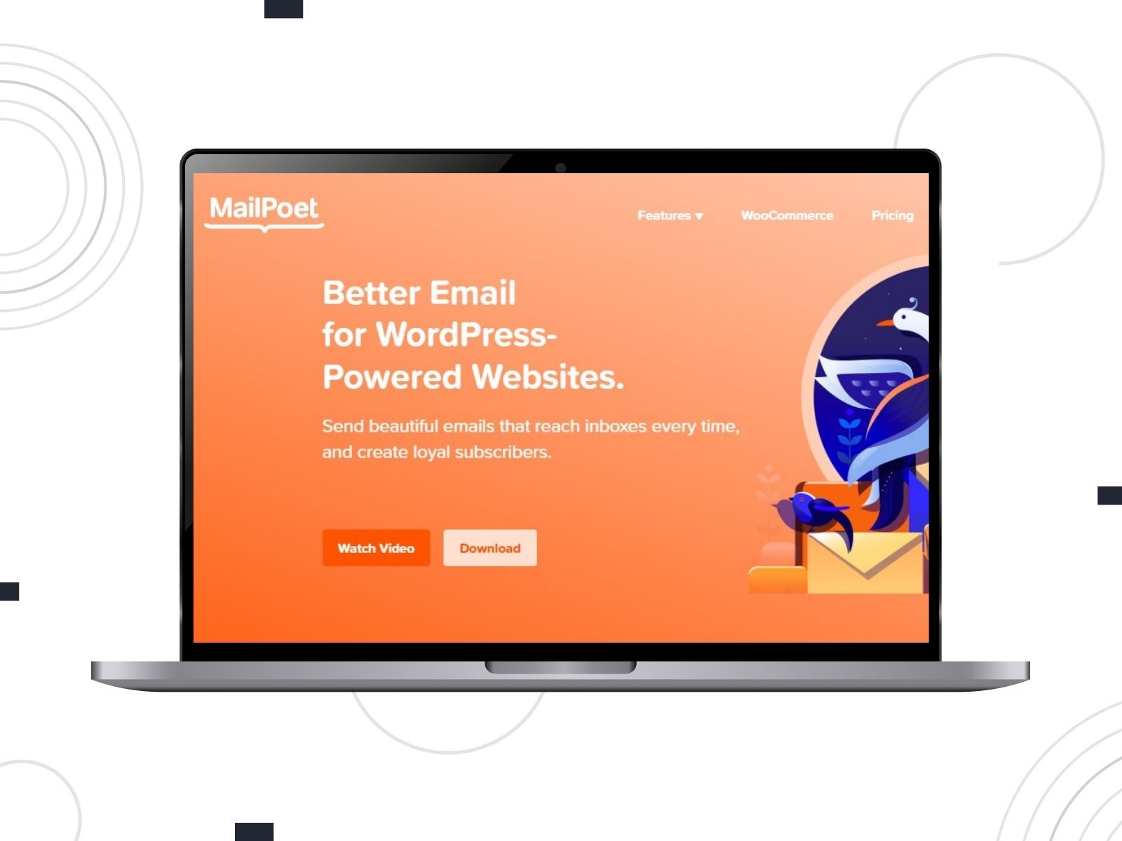 Collage of the MailPoet plugin for WordPress website.