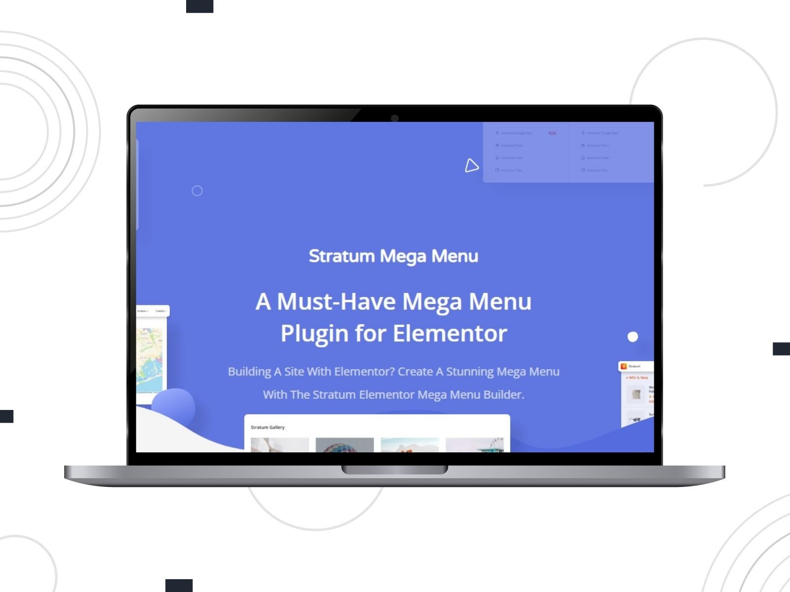 Collage of the Stratum Mega Menu demo page.