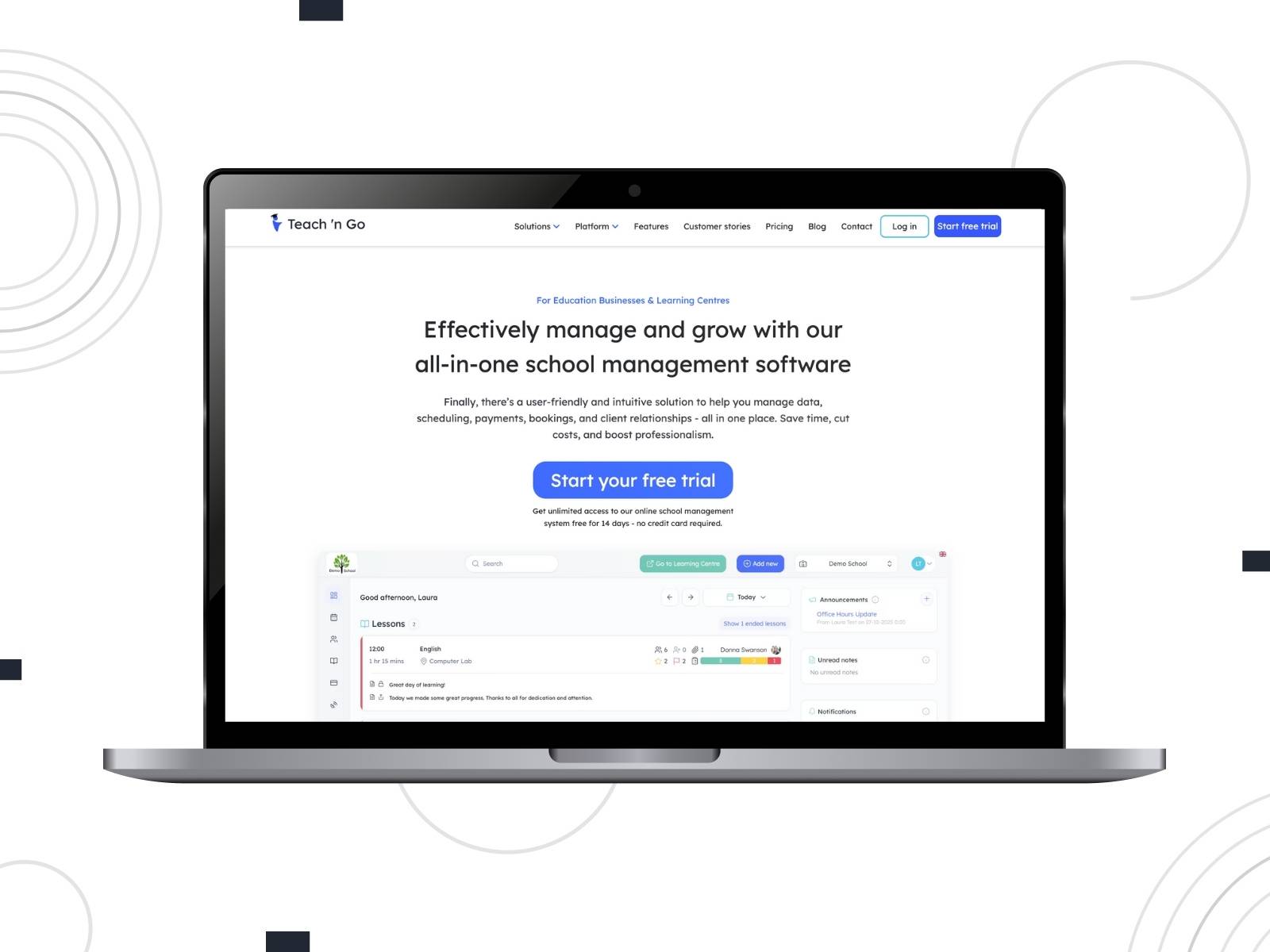 Collage of the Teach ’n Go software for teacher scheduling.