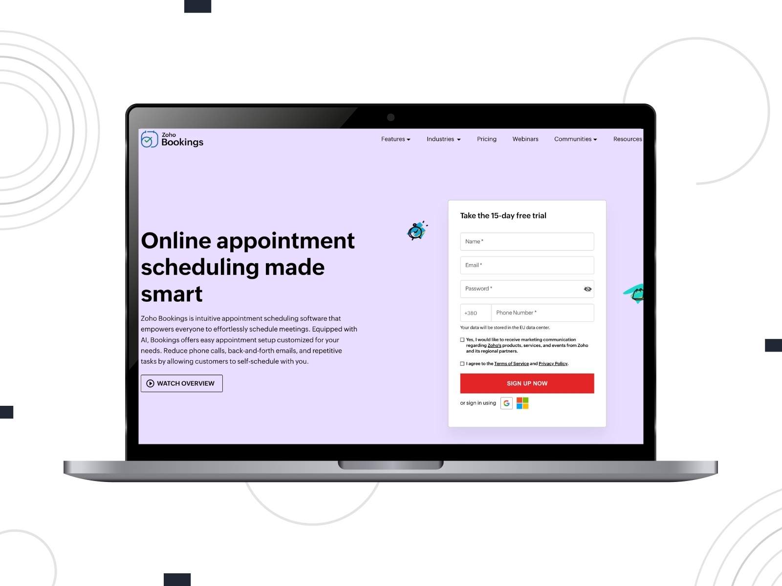 Collage of the Zoho Bookings teaching software.