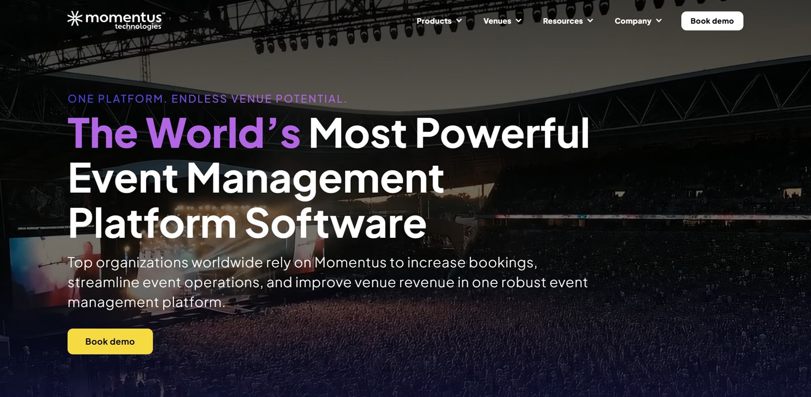 Photograph of Momentus, venue scheduling software with automated task management.