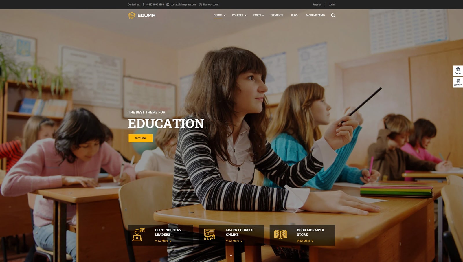 Representation of Eduma, a time-tested and reliable theme for online education with diverse integrations.