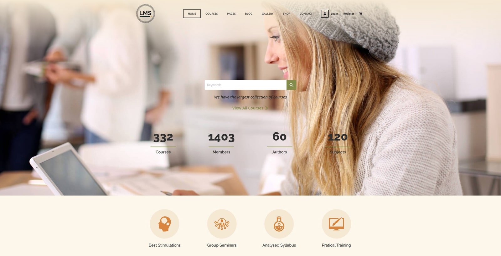 Graphic of LMS, one of the best WordPress LMS themes with WPBakery and Elementor compatibility.