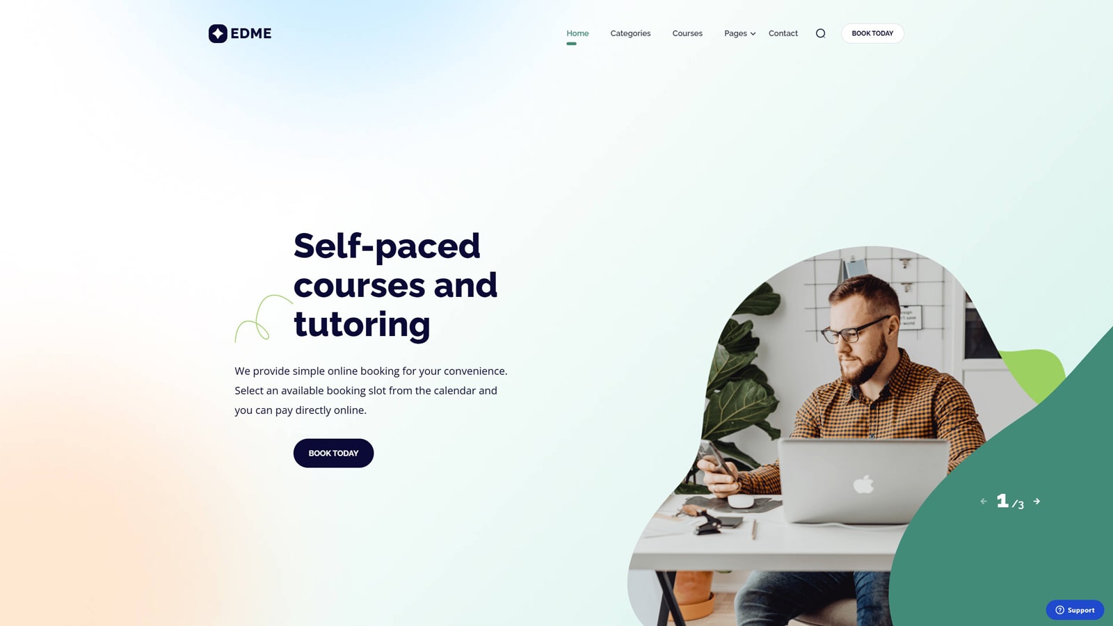 View of Edme, one of the best WordPress LMS themes, with easy payment processing through Stripe and PayPal.