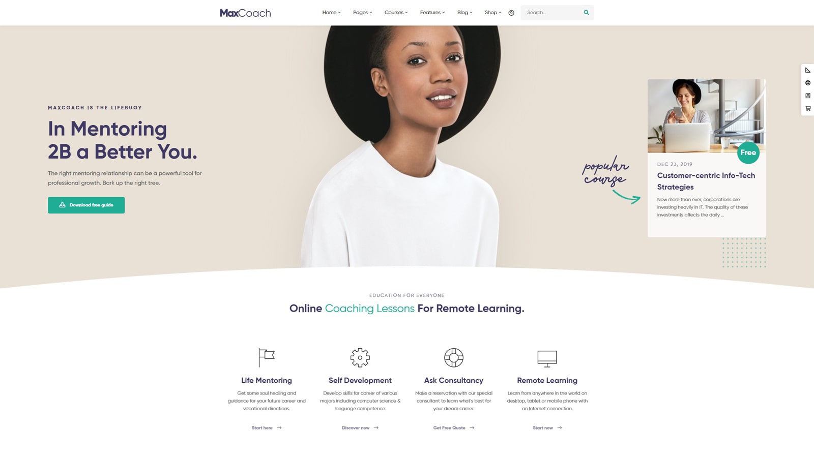 Image of MaxCoach, one of the best WordPress LMS themes with one-click demo import features.