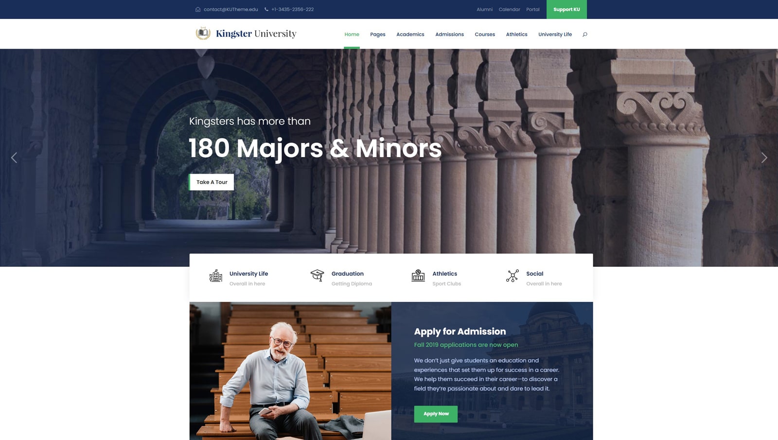 Graphic of Kingster, one of the best WordPress LMS themes with multiple header styles.