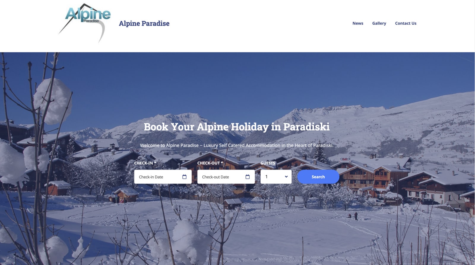 Screenshot of the Alpine Paradise website built with Alpenhouse.