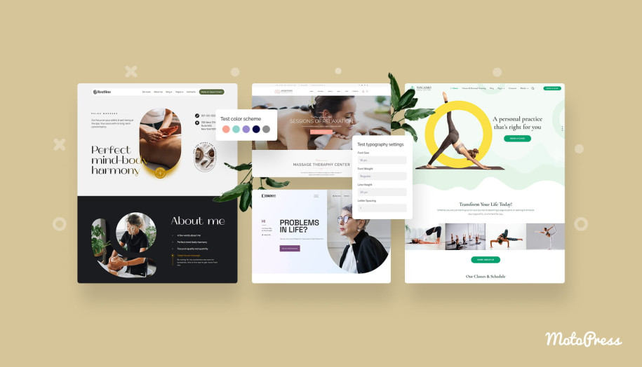 Examples of the best wellness wordpress themes.