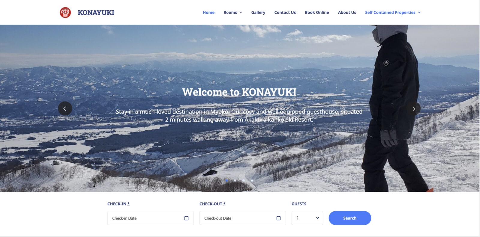 Screenshot of the KONAYUKI homepage.