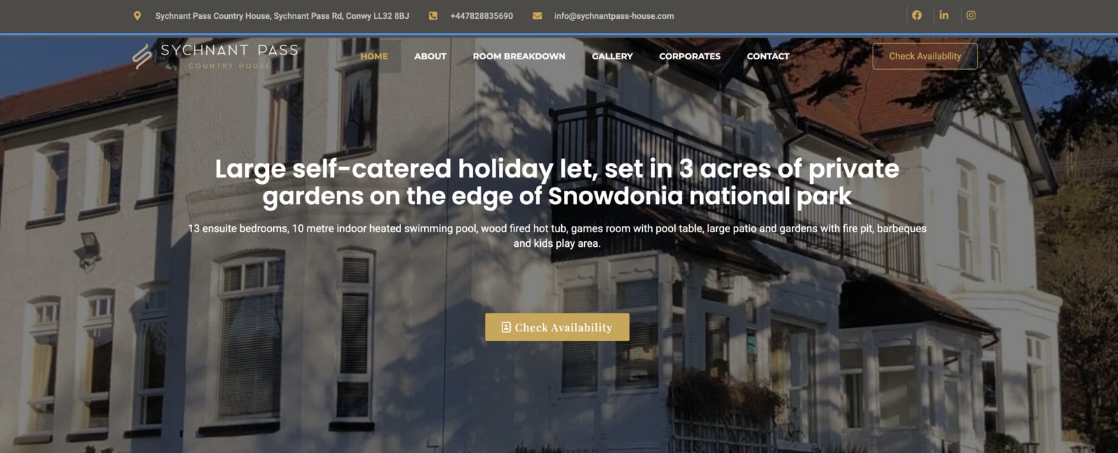 Screenshot of the Sychnant Pass homepage WordPress website.